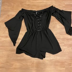 Black off three shoulder romper